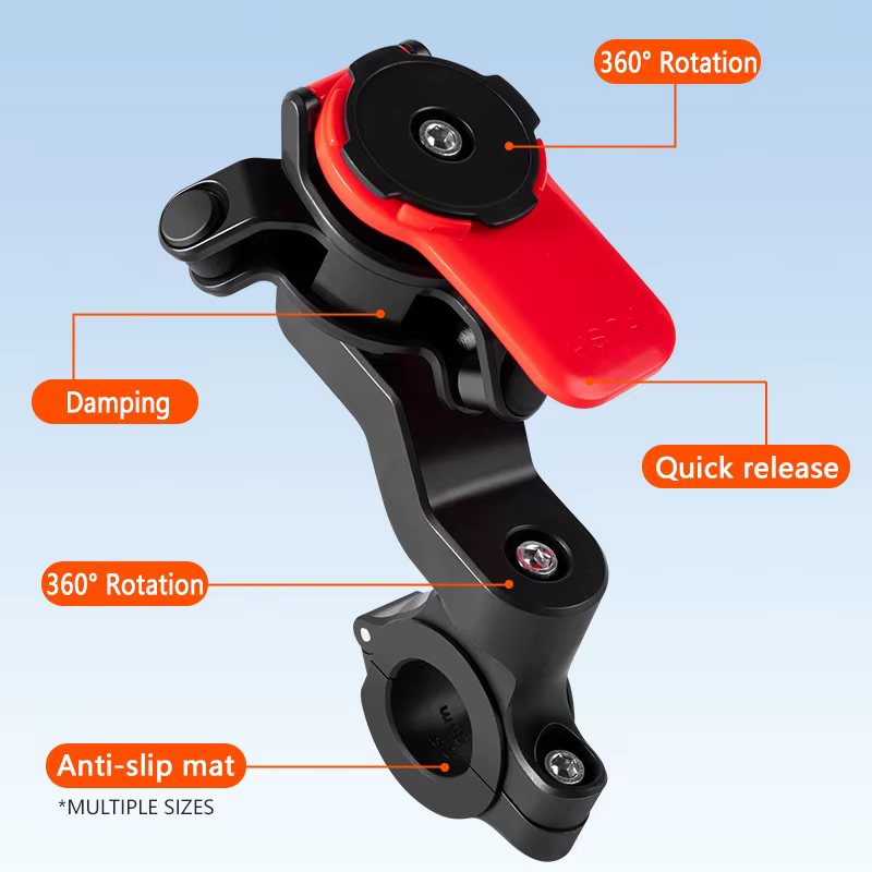 Support de téléphone pour moto, support de navigation pour vélo 360° ° Support de téléphone universel rotatif pour vélo, détachable et réglable.