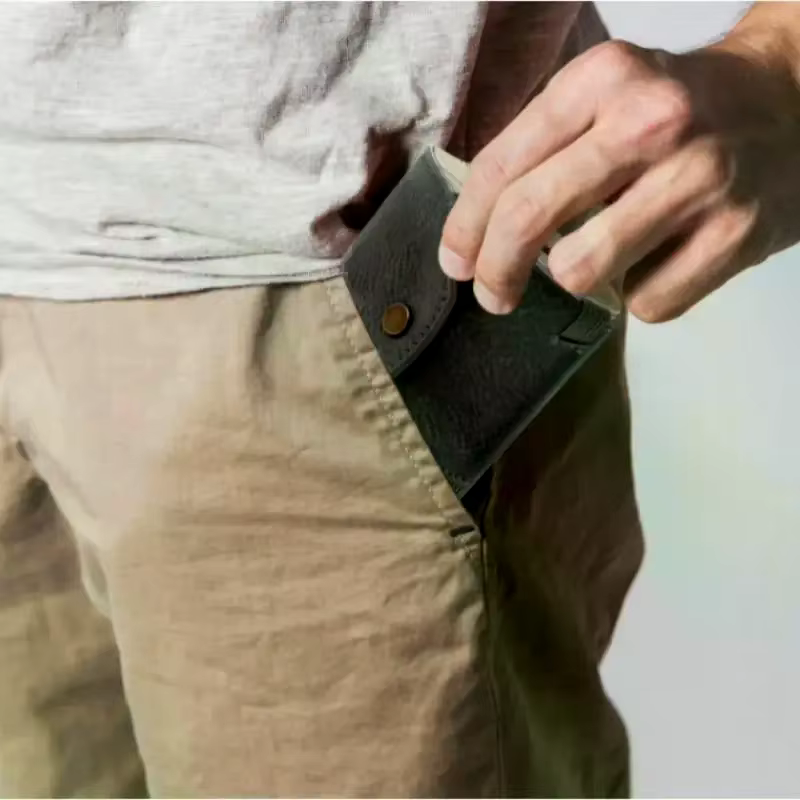 Portefeuille en cuir PU / Porte-monnaie — Porte-billets à accès rapide — Clip organisateur
