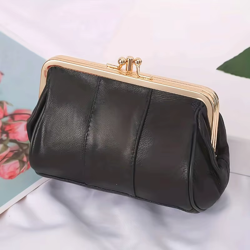 Portefeuille métallique Vintage en peau de mouton