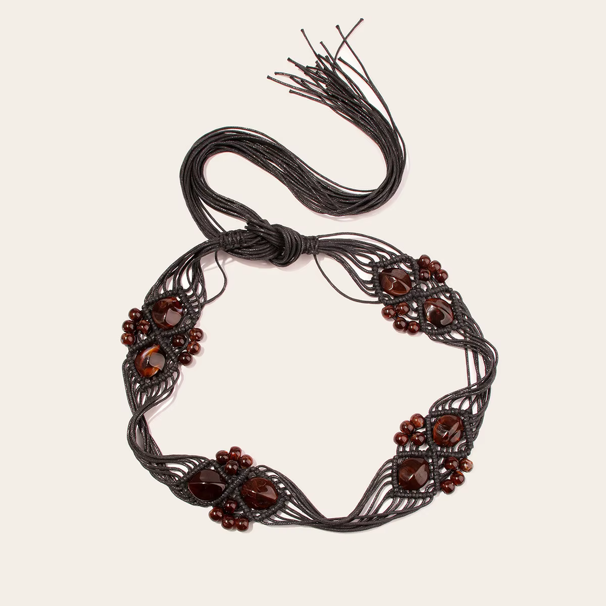 Ceinture à nœud tissé en perles de résine bohème