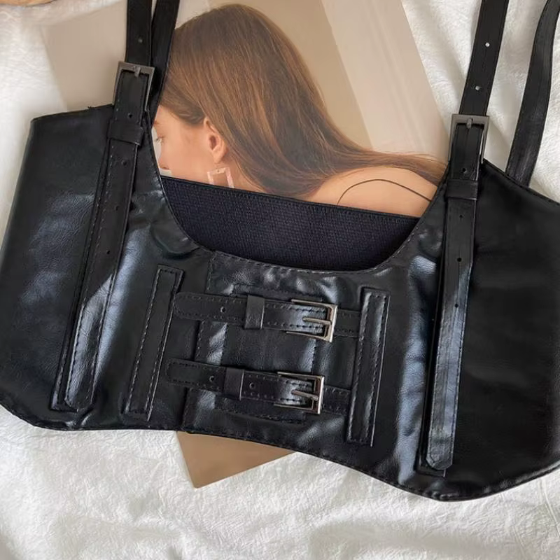 Ceinture large en cuir pour femme