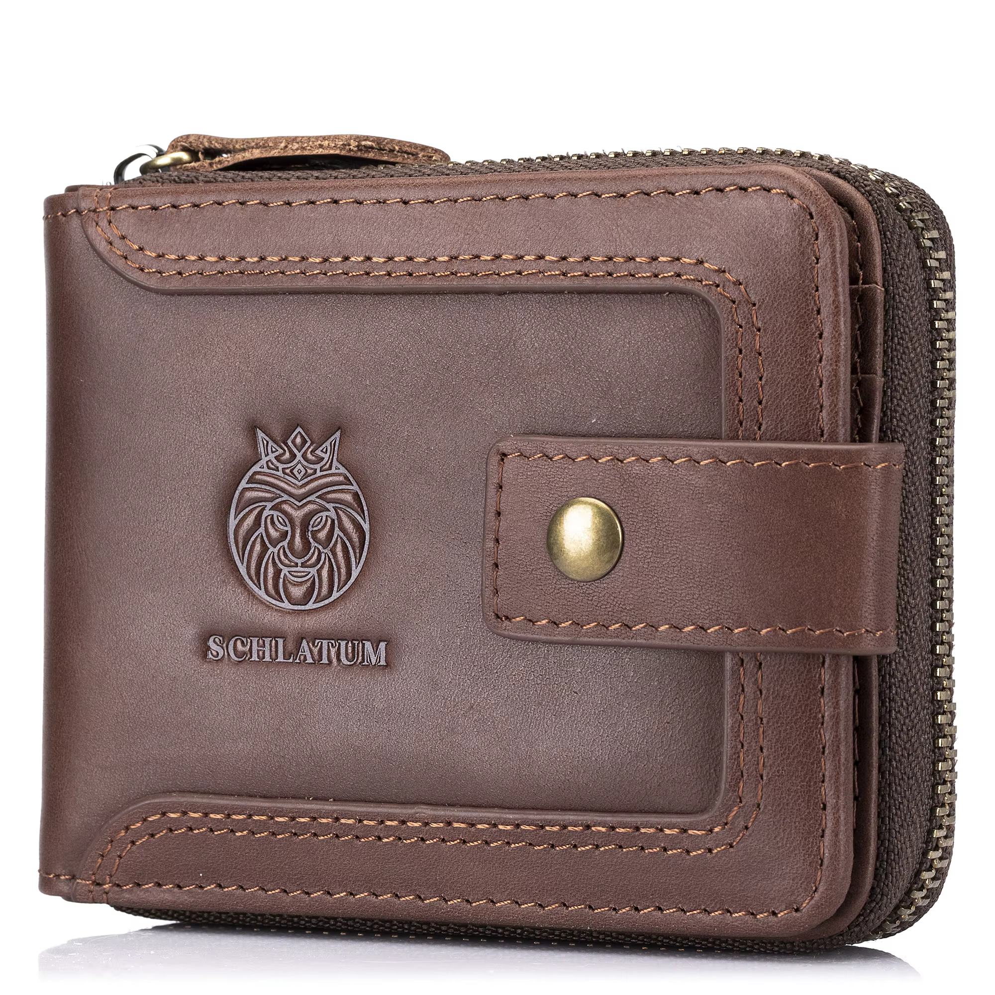 LUKZIJAES portefeuilles pour hommes en cuir véritable blocage RFID grande capacité carte de crédit portefeuille Vintage