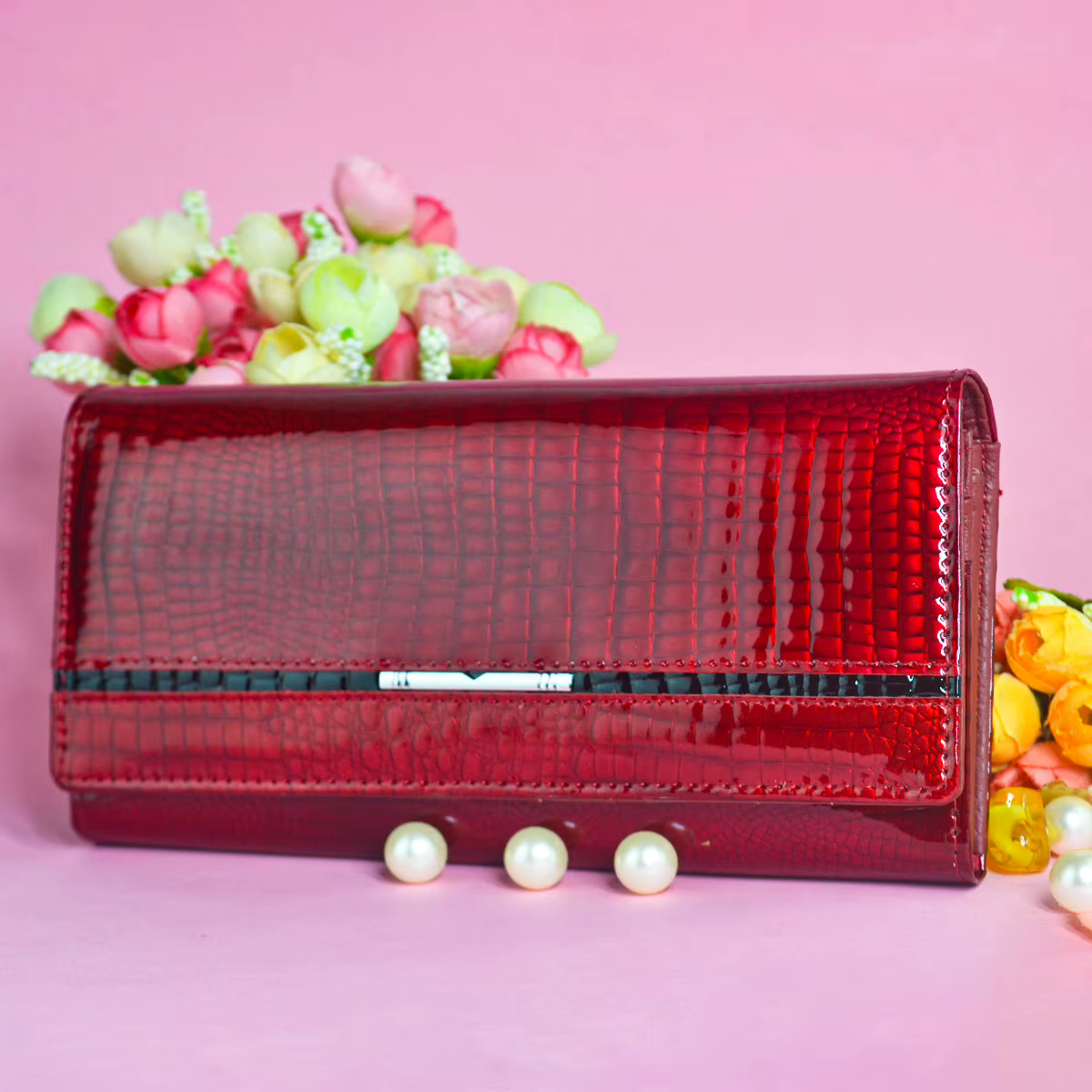 Portefeuille de créateur pour femme en cuir véritable