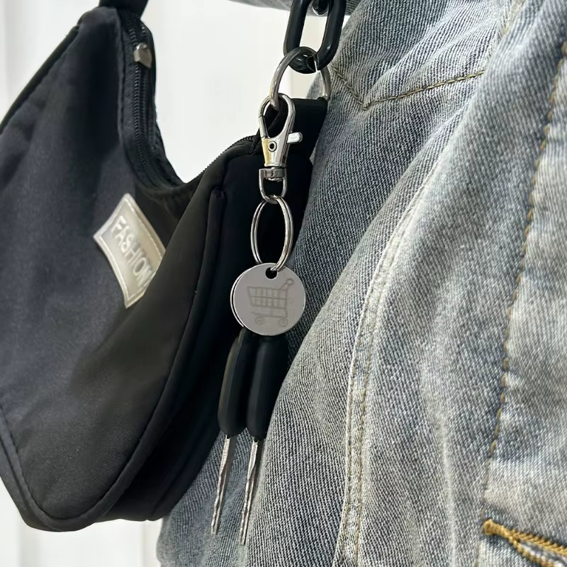 1/6 Pièces Porte-clés jetons de chariot universels en acier inoxydable