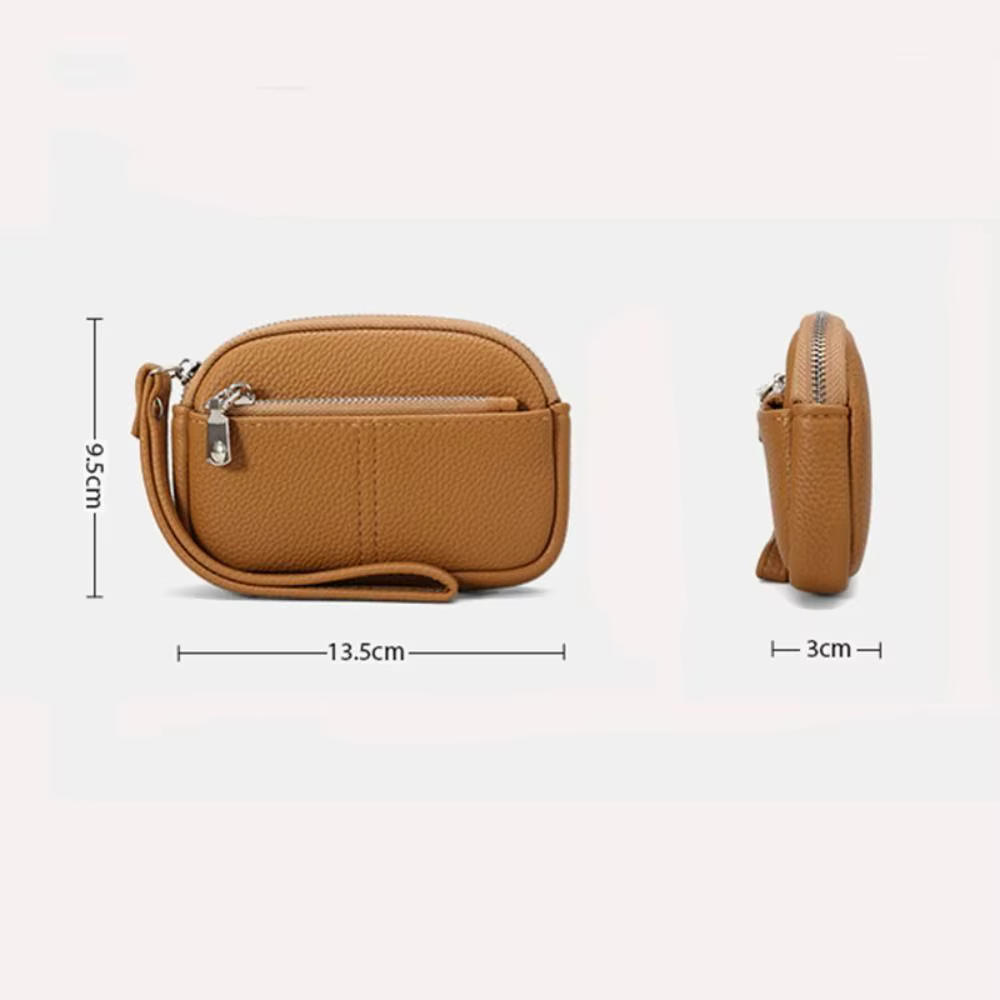 Mini portefeuille Portable en cuir PU pour femmes, sac de rangement de couleur unie, porte-monnaie pour étudiants, fermeture éclair, grande capacité, sac pour clés de poignet, à la mode