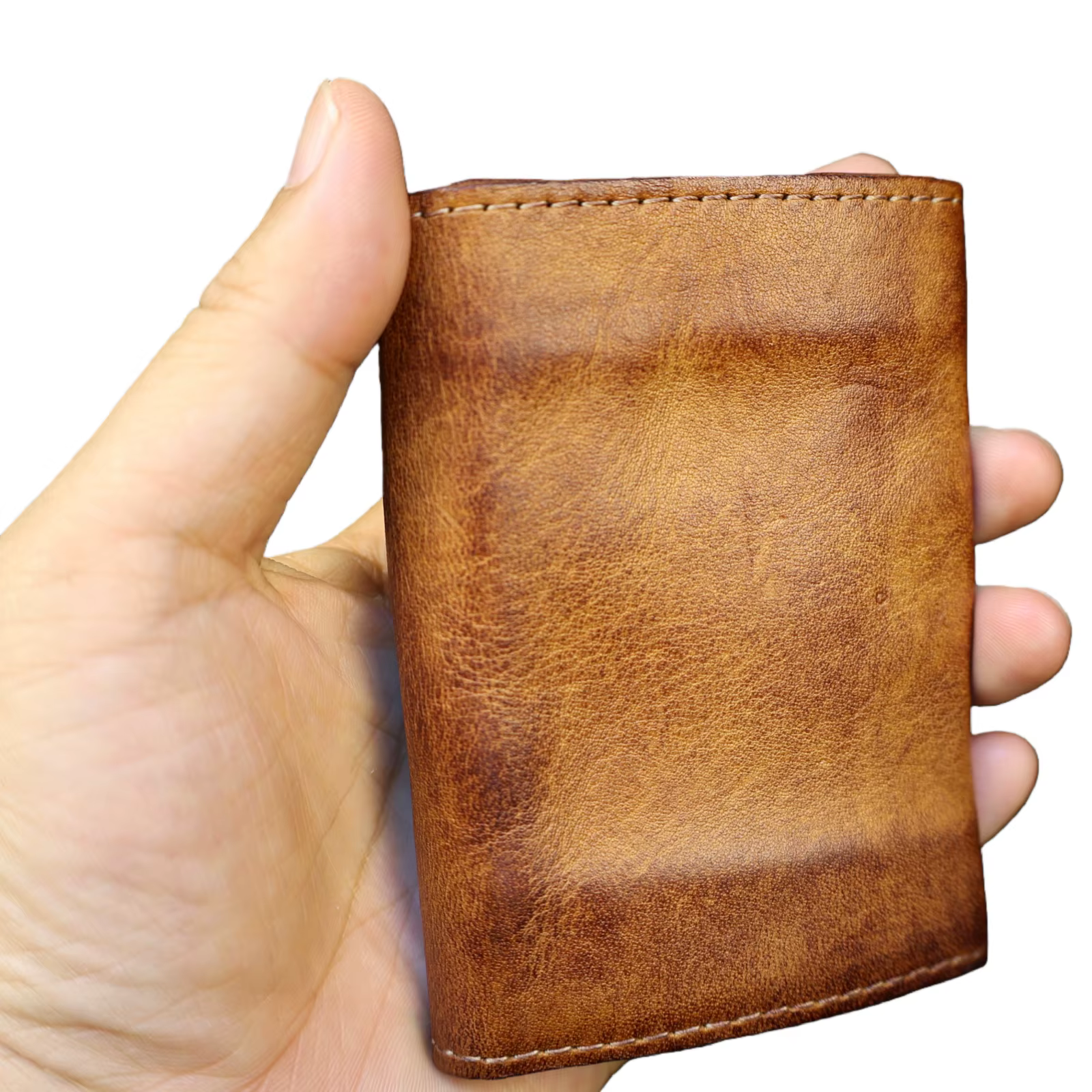 Portefeuille en cuir de vachette véritable pour hommes femmes Vintage fait à la main court petits portefeuilles