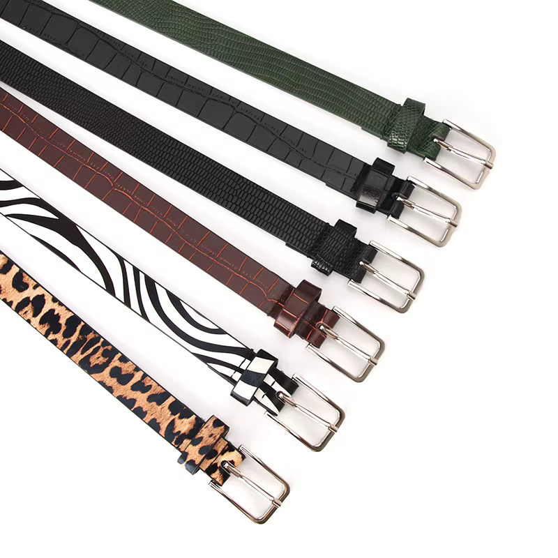 Ceinture en cuir fin à imprimé léopard unique et tendance