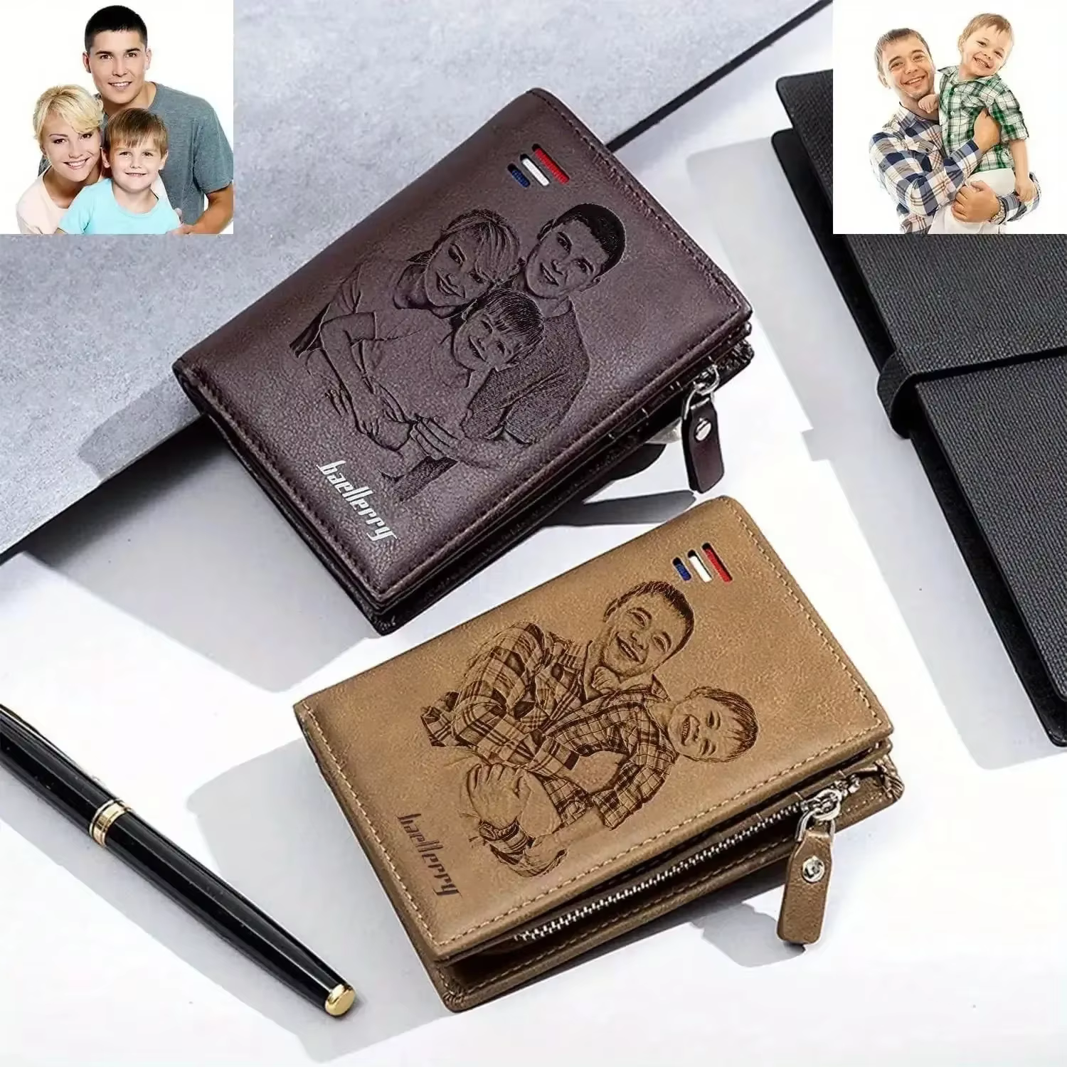 Portefeuille pour hommes avec texte Photo personnalisé