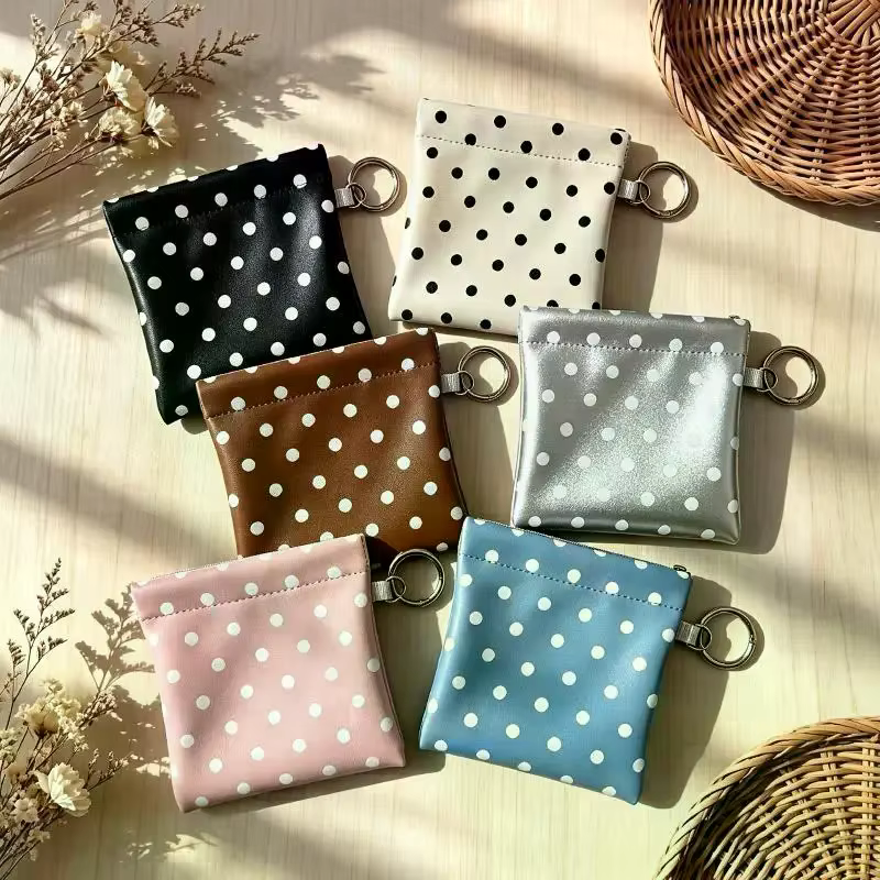 Porte-monnaie en cuir PU à pois