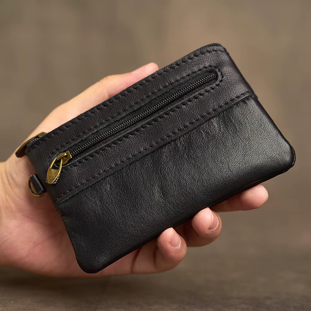 Porte-monnaie en cuir véritable pour hommes et femmes