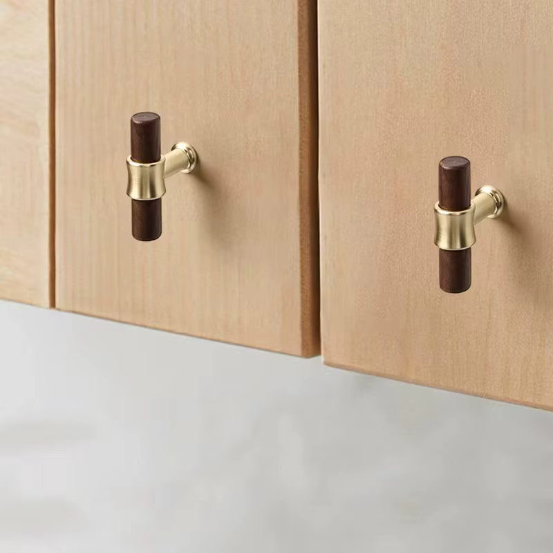 Poignées de porte en noyer chinois, poignées de porte de cuisine, boutons de tiroir de placard, quincaillerie de meubles, poignée à trou unique