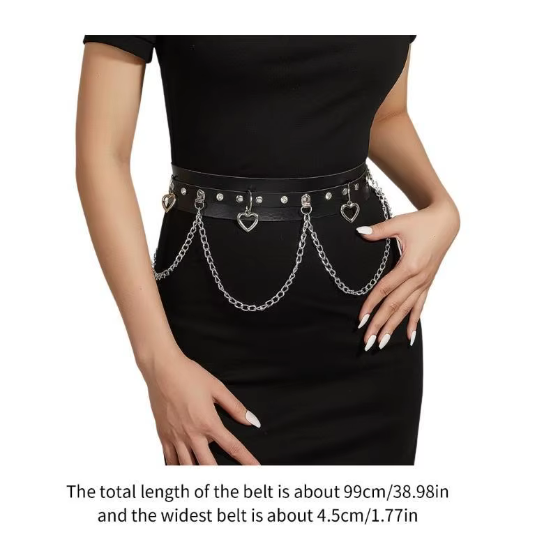 Ceinture en à mode 39BB avec chaîne en métal pour les Occasions décontractées formelles