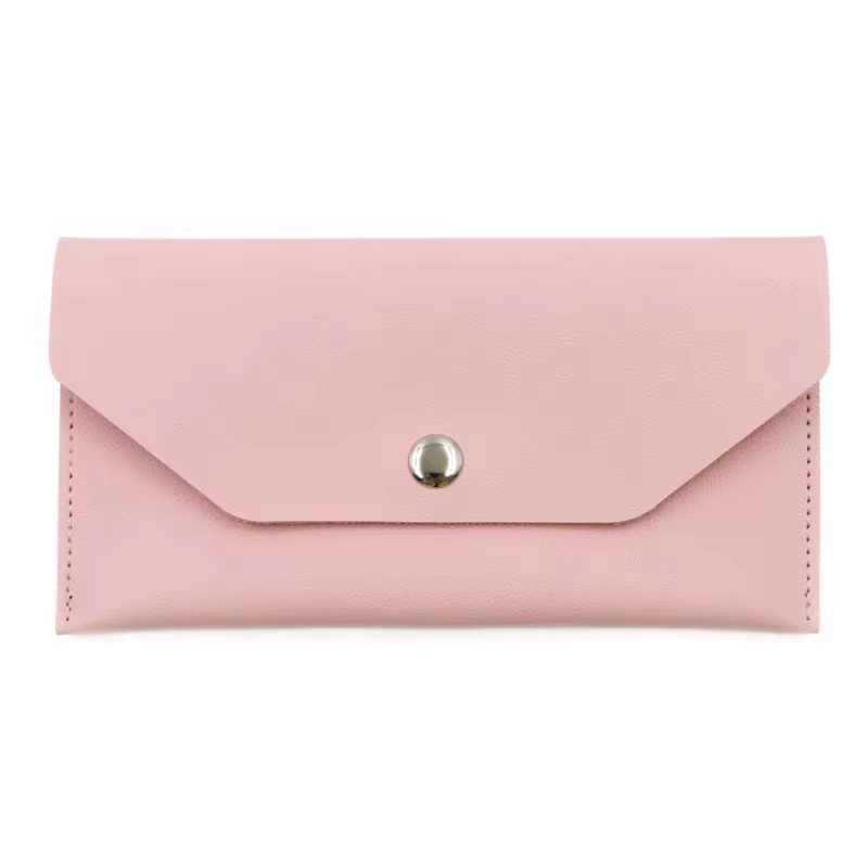 Portefeuille long en cuir PU de couleur unie pour femmes, style coréen minimaliste, pochette multi-cartes, petite bourse à monnaie portable, sac à main quotidien