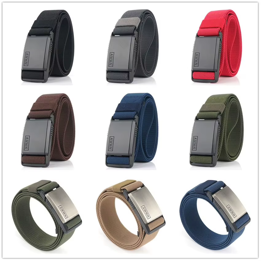 Ceinture en Nylon pour hommes, nouvelle mode 2026, boucle magnétique, ceintures réglables, élastiques, haute qualité, résistante à l'usure, ceinture d'entraînement