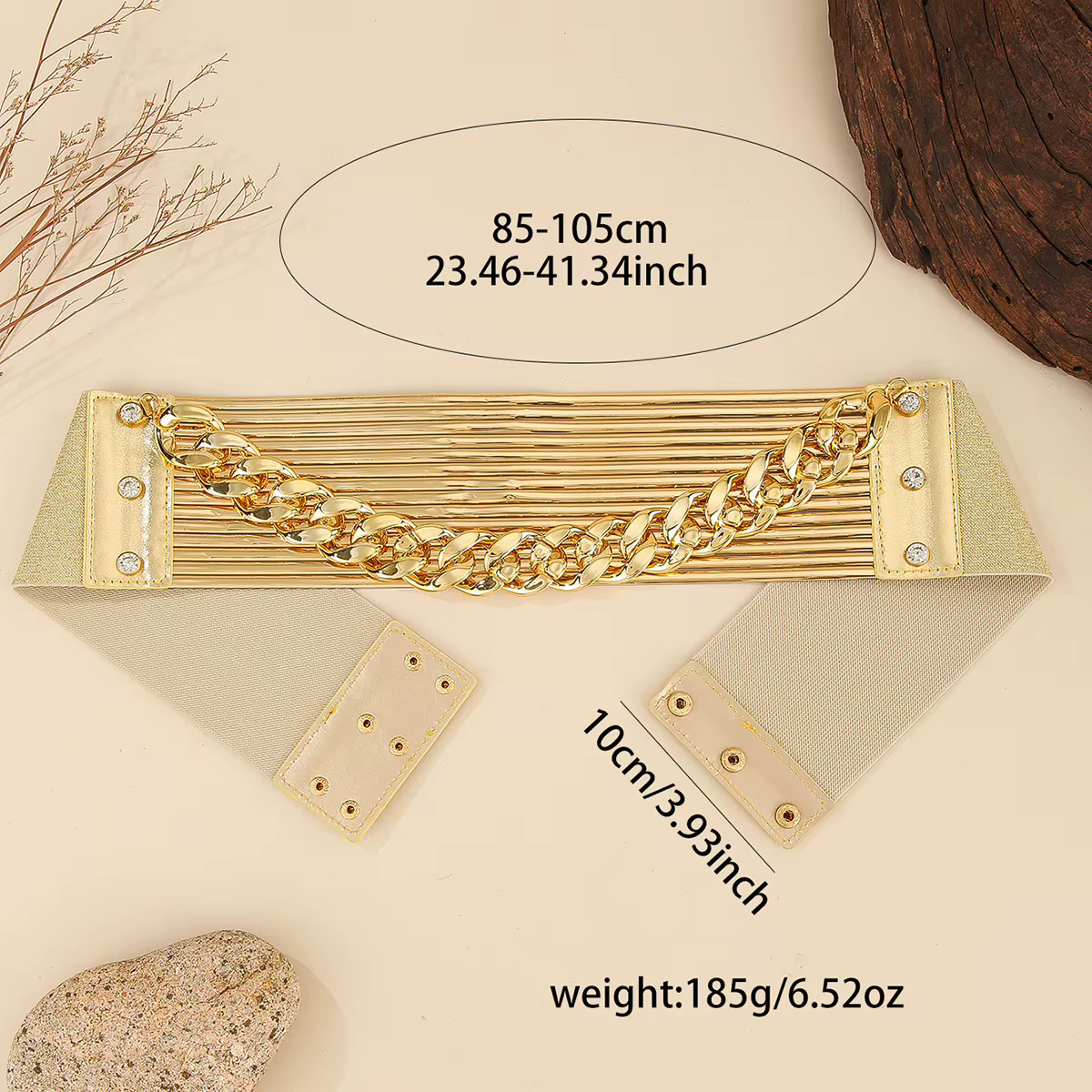 Nouvelle ceinture de taille tendance en cuir PU rétro avec chaîne élastique pour femme, accessoires de jupe