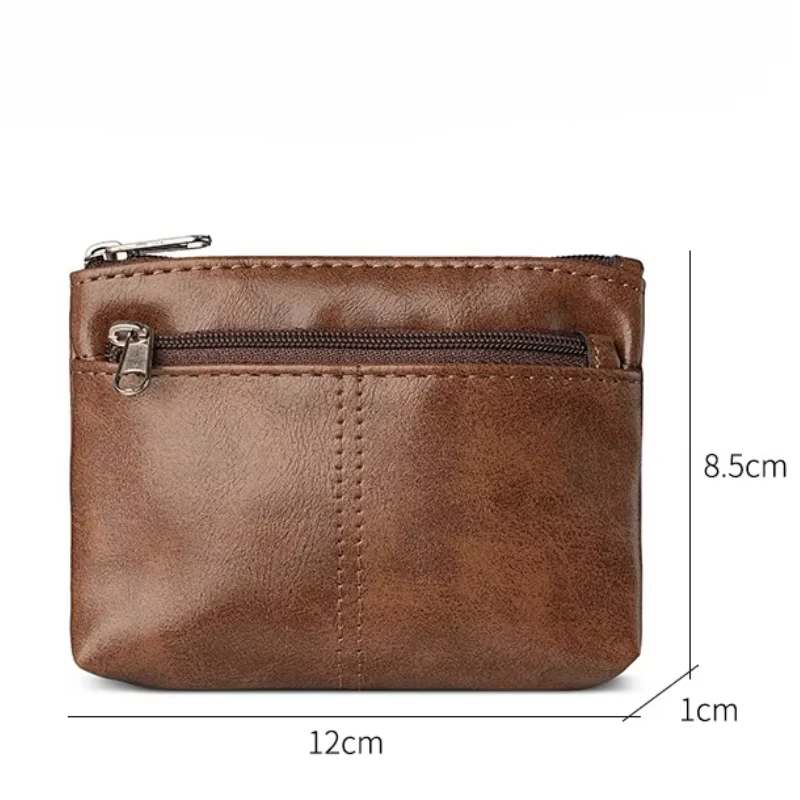 Porte-monnaie en cuir Mini portefeuille pour femmes hommes fermeture éclair sac d'argent porte-clés petit