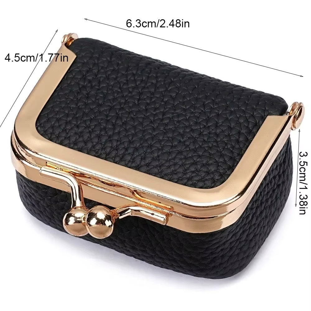Portefeuille en cuir véritable avec serrure à baiser