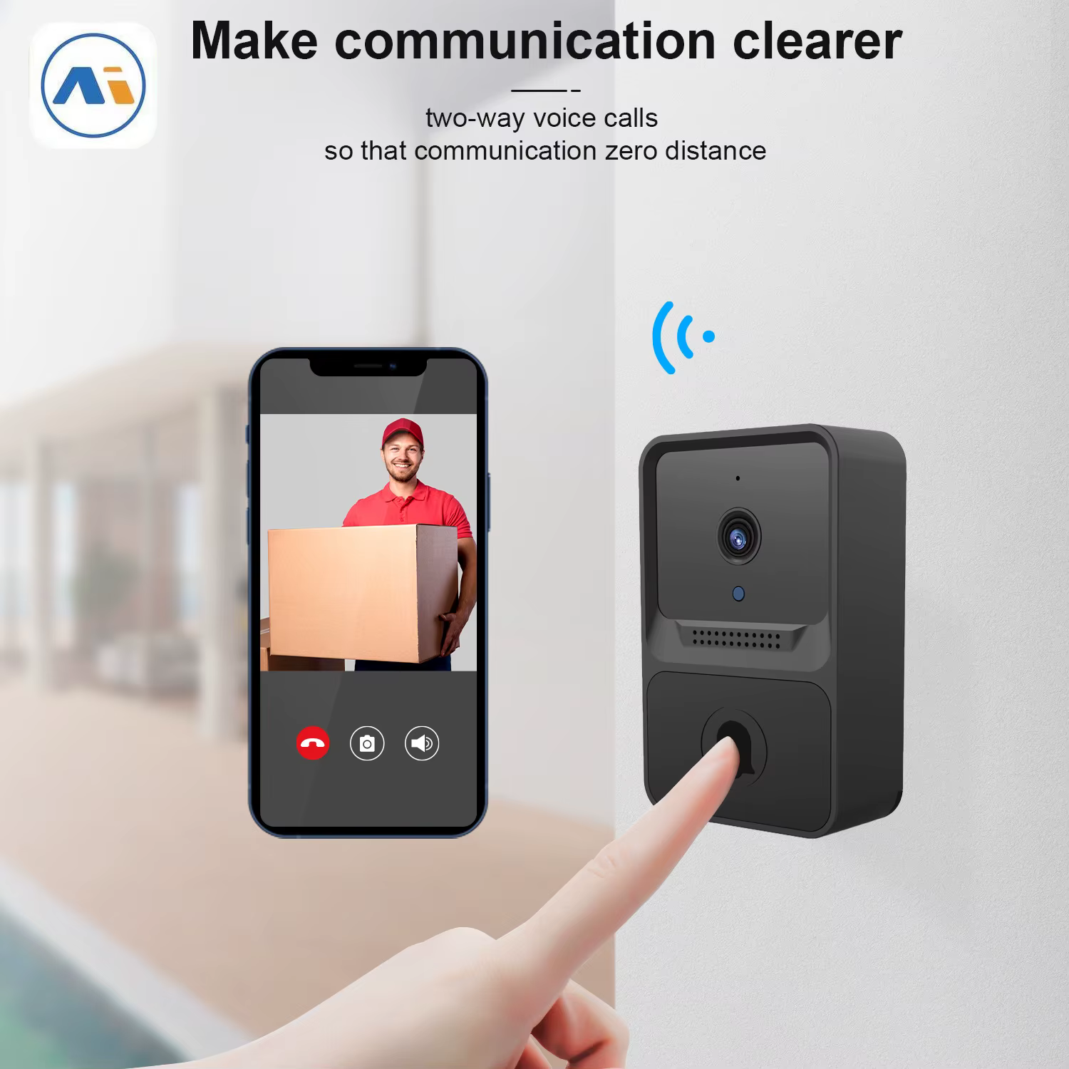 Sonnette sans fil Wi-Fi avec caméra HD extérieure, interphone vidéo à vision nocturne, changement vocal, moniteur domestique, sonnette de porte de sécurité
