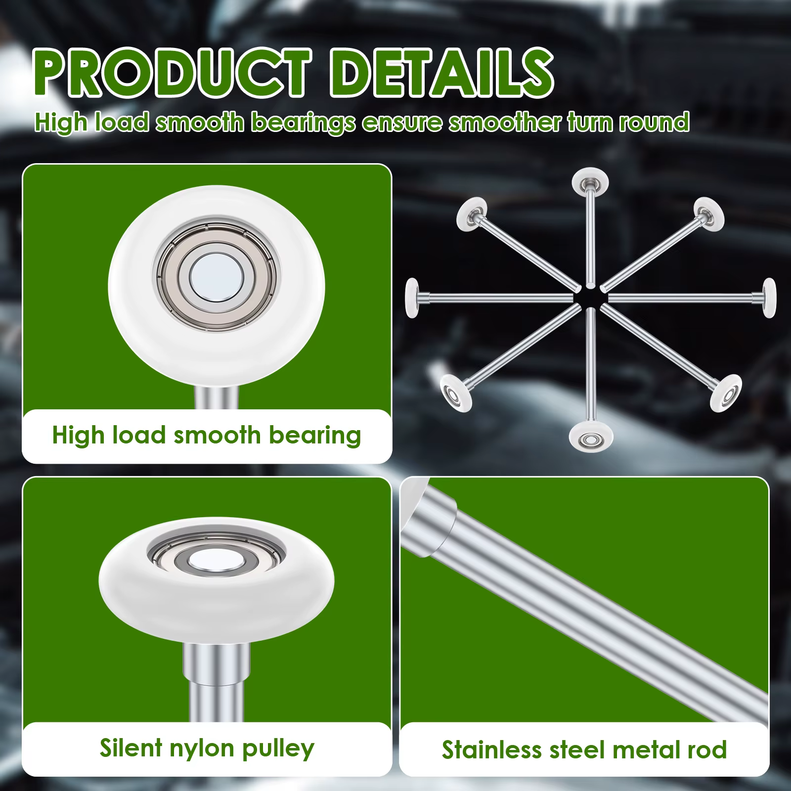 Roue de porte de garage en nylon résistant à haute pression, avec roulement scellé pour meubles, rouleau de porte de garage en nylon et acier inoxydable, 8 pièces