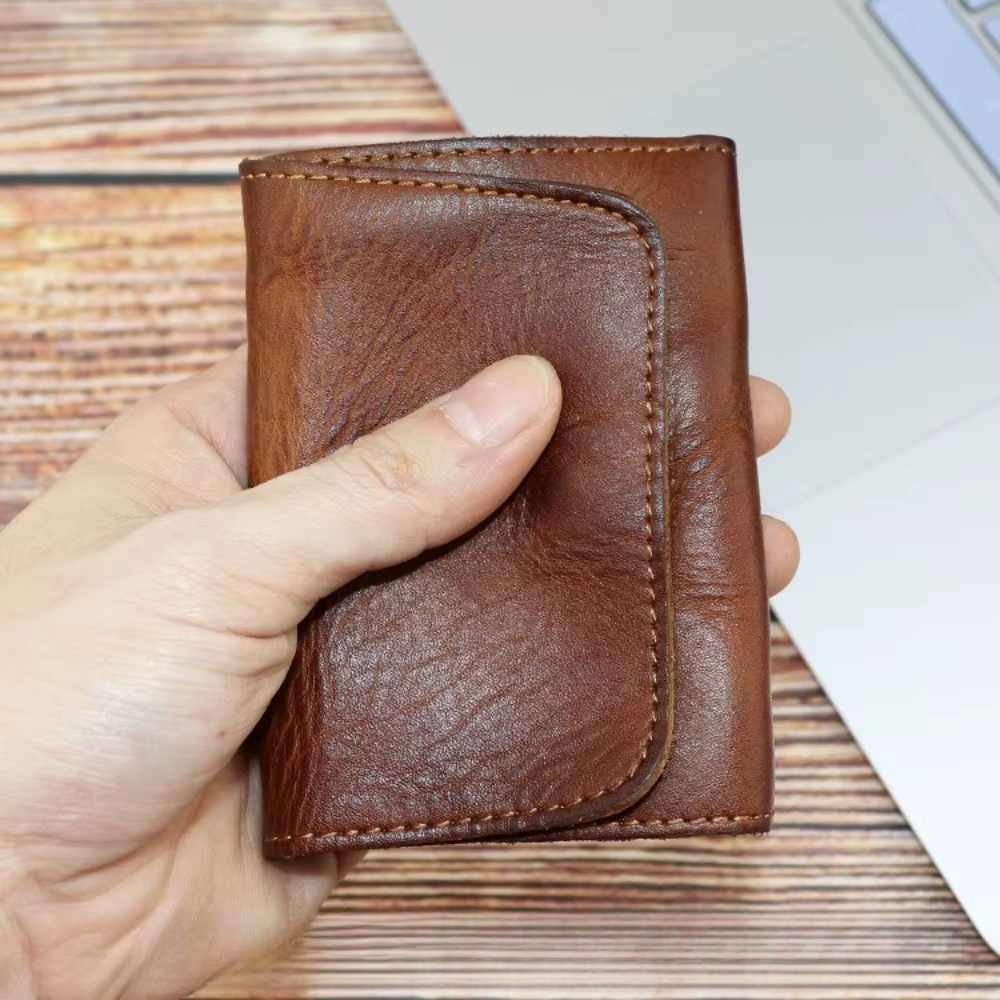 Portefeuille en cuir de vache véritable pour hommes et femmes