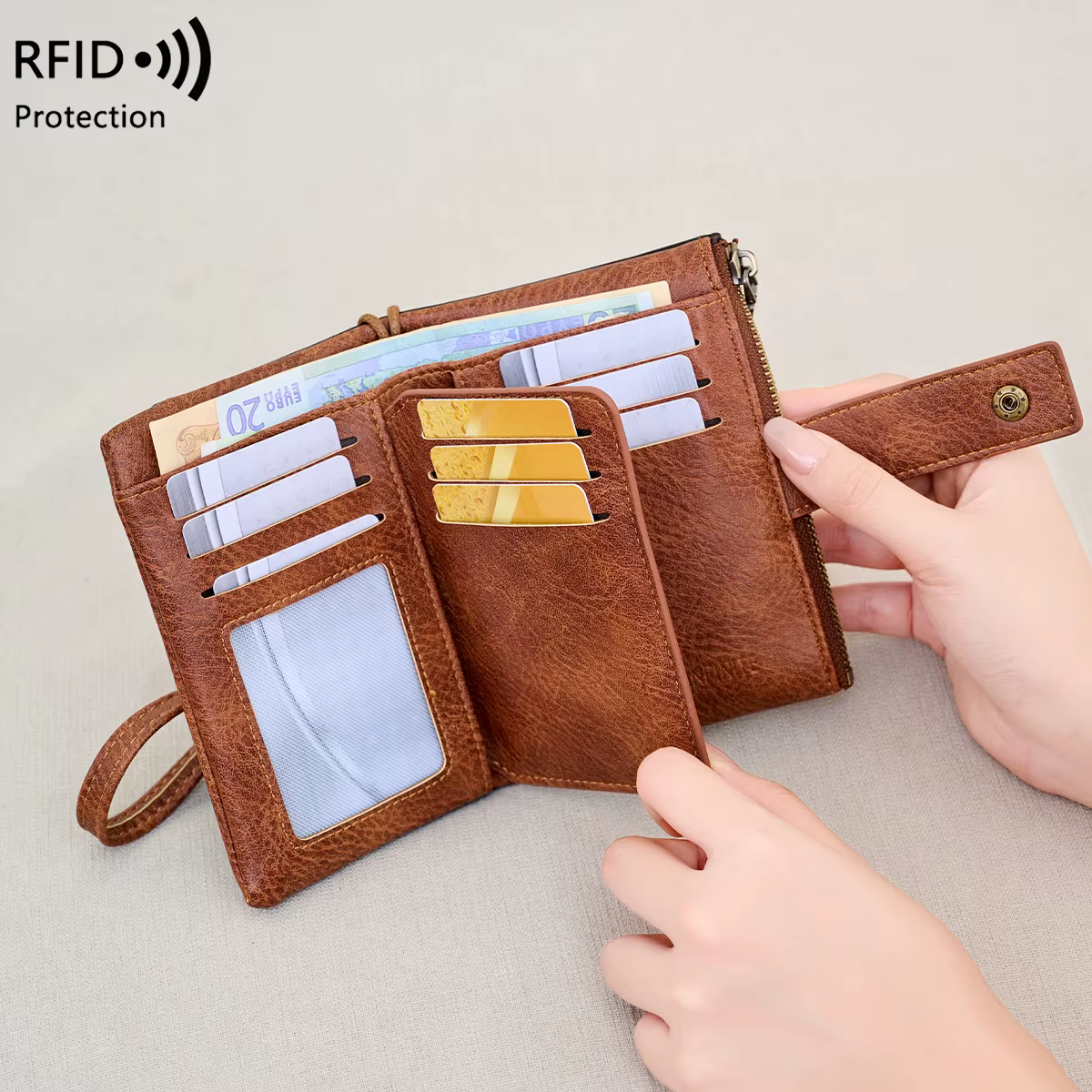 Portefeuille Vintage bloquant RFID pour femmes