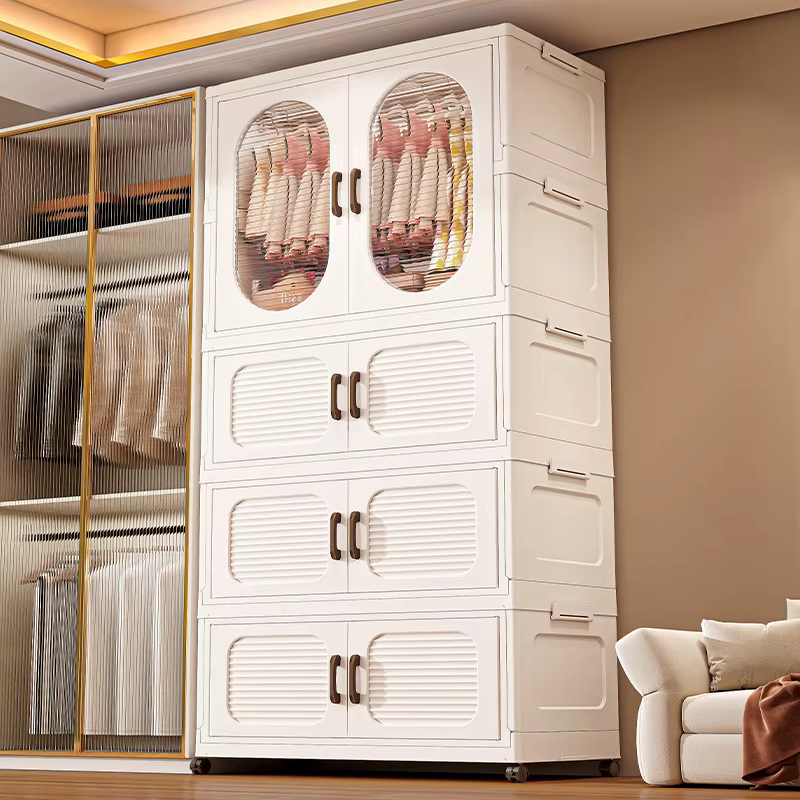 Armoire pliable à double porte de 60 cm avec roulettes – Rangement à fermeture magnétique de grande capacité pour vêtements/couettes, chambre à coucher/salon