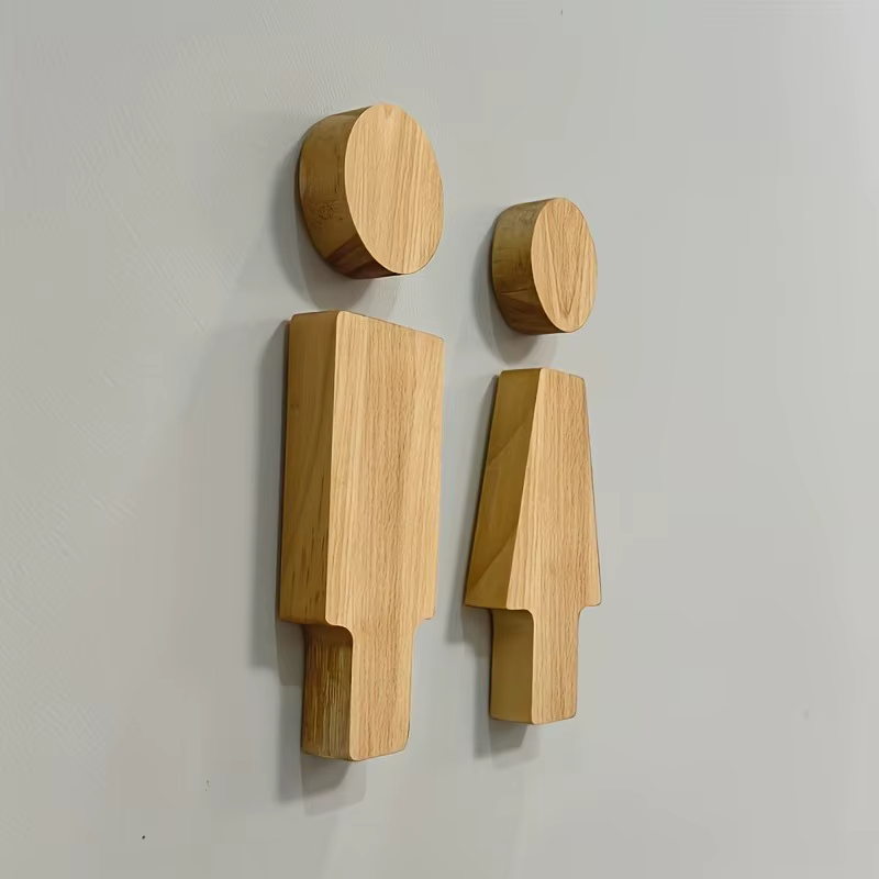 Panneau de salle de bain en bois 2 pièces pour portes de toilettes pour hommes et femmes, adapté à la maison et au bureau, accessoires de salle de bain