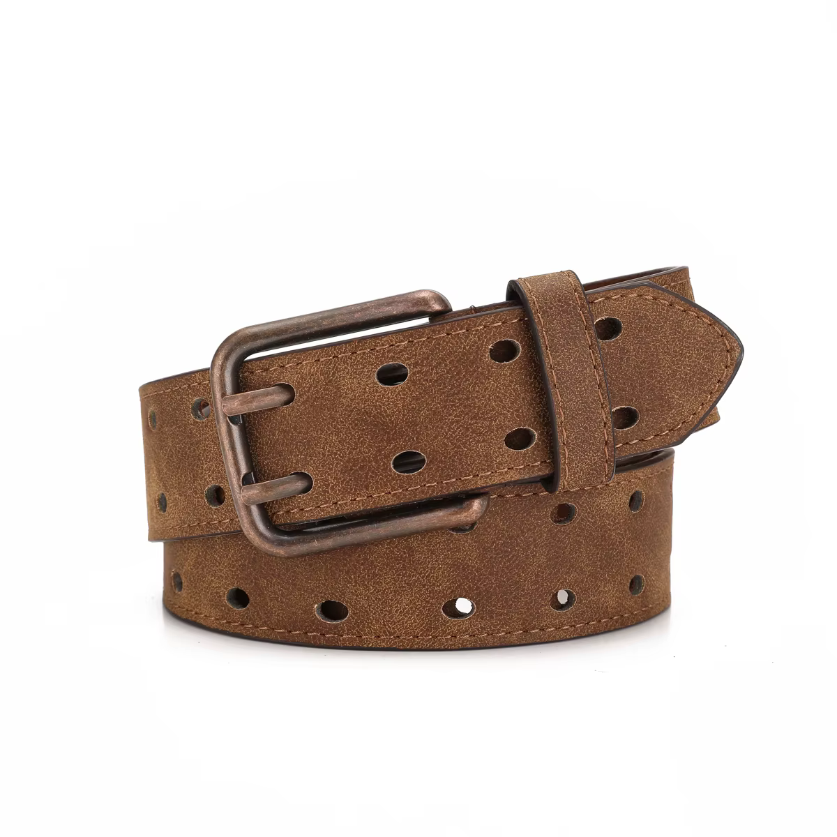Une ceinture décontractée à boutons pour hommes et femmes, du même style, une ceinture rétro en PU.