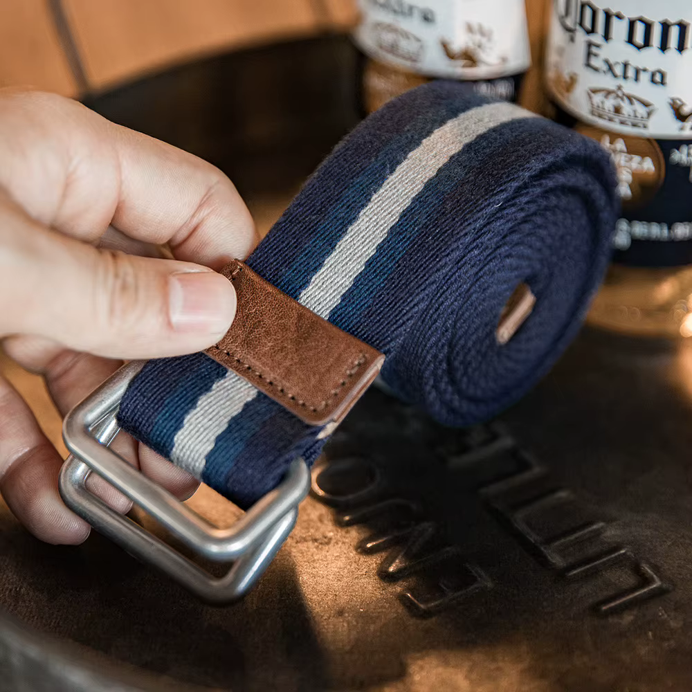 Maden – ceinture rayée rétro à Double anneau