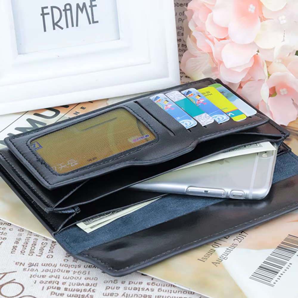 Portefeuille long luxueux en cuir véritable pour femme