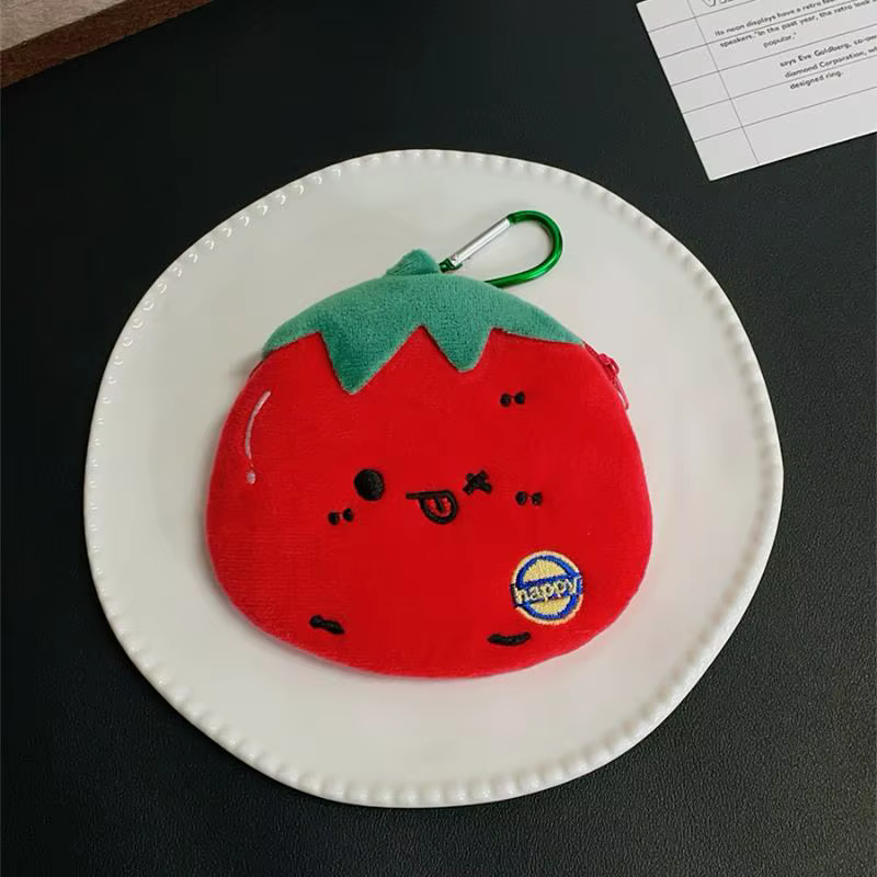 Porte-monnaie en peluche tomate