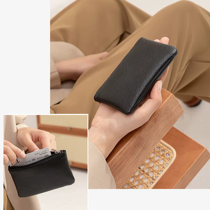 Porte-monnaie à motif Litchi pour femme et homme