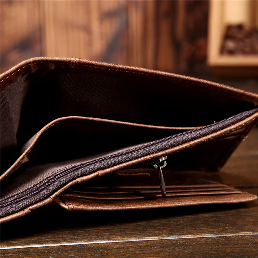 Portefeuille en cuir véritable personnalisé pour homme - style court