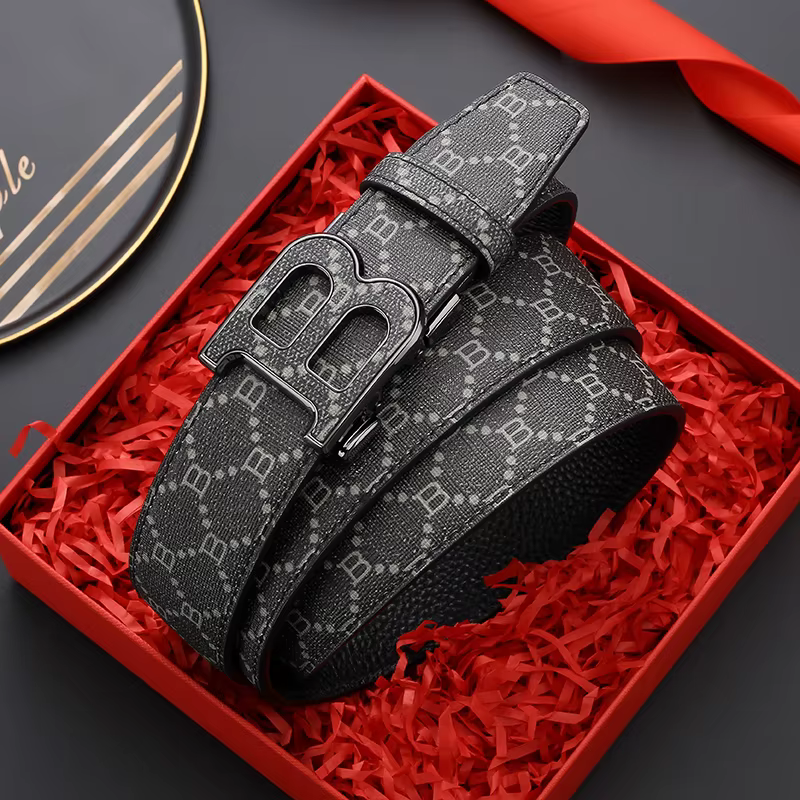 Ceinture en cuir classique à imprimé B pour homme