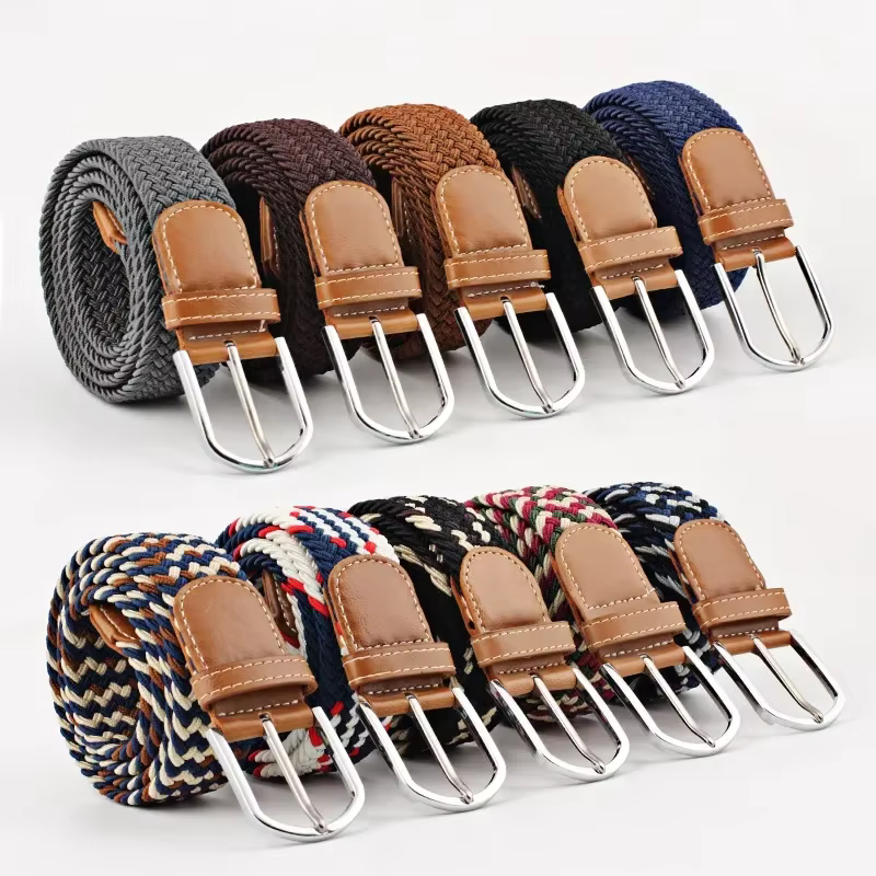 107/120/130cm unisexe décontracté tricoté boucle ardillon femmes ceinture tissé toile élastique extensible tressé Stretch jean ceintures pour hommes