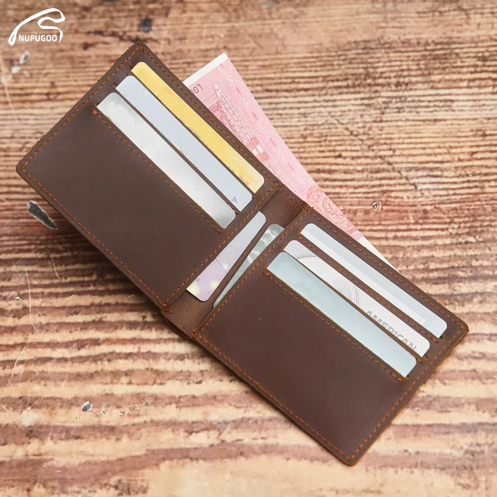 NUPUGOO Portefeuille en cuir pleine fleur authentique