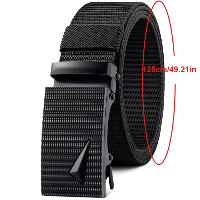 Ceinture de mode coréenne pour hommes, ceinture en toile et nylon de couleur unie avec boucle automatique, ceinture en nylon de qualité supérieure pour l'extérieur et l'entraînement militaire