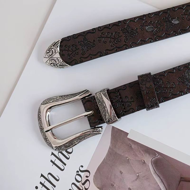 Ceinture de style américain rétro marron pour femmes