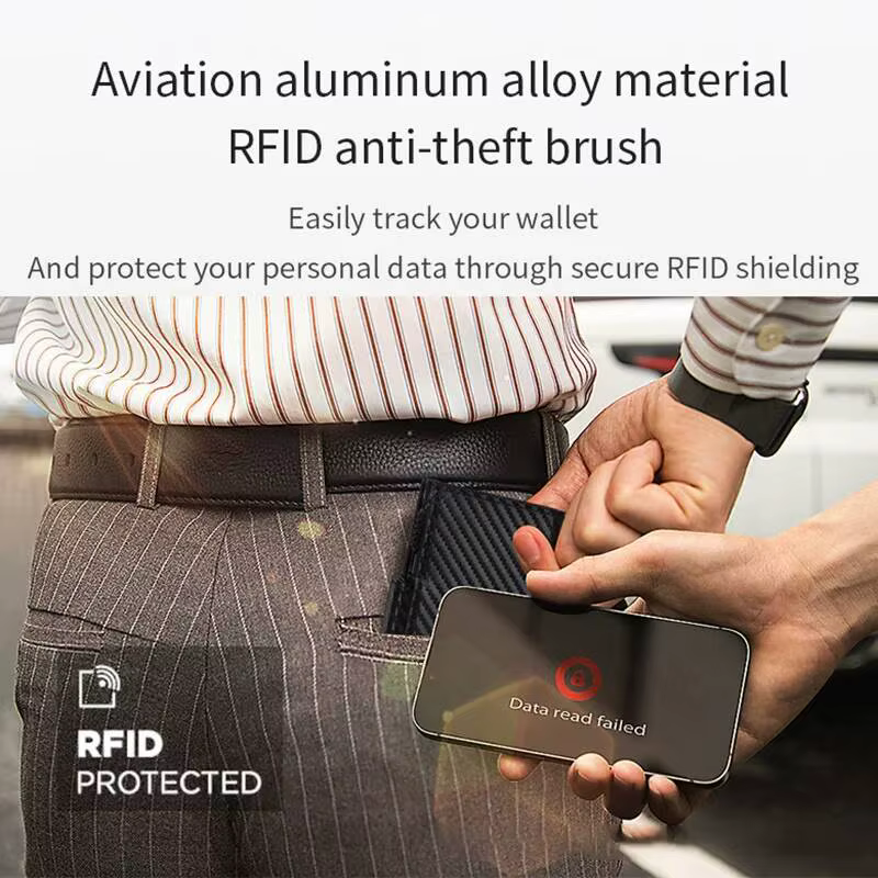 VM FASHION KISS hommes portefeuille en alliage d'aluminium automatique Pop-Up porte-carte multi-fentes Portable antivol