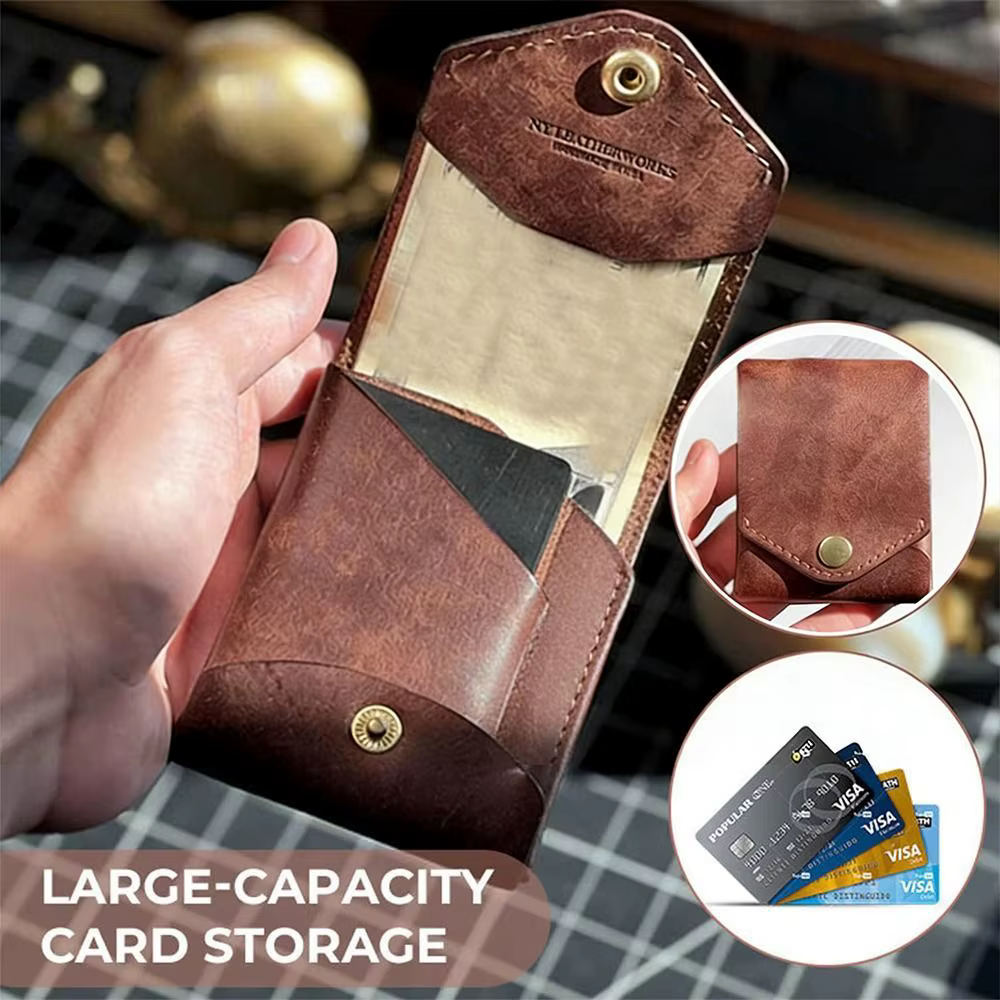 Nouveau portefeuille Compact multifonctionnel étanche fait à la main en cuir PU fente pour stylo intégrée portefeuilles de poche avant porte-monnaie voyage