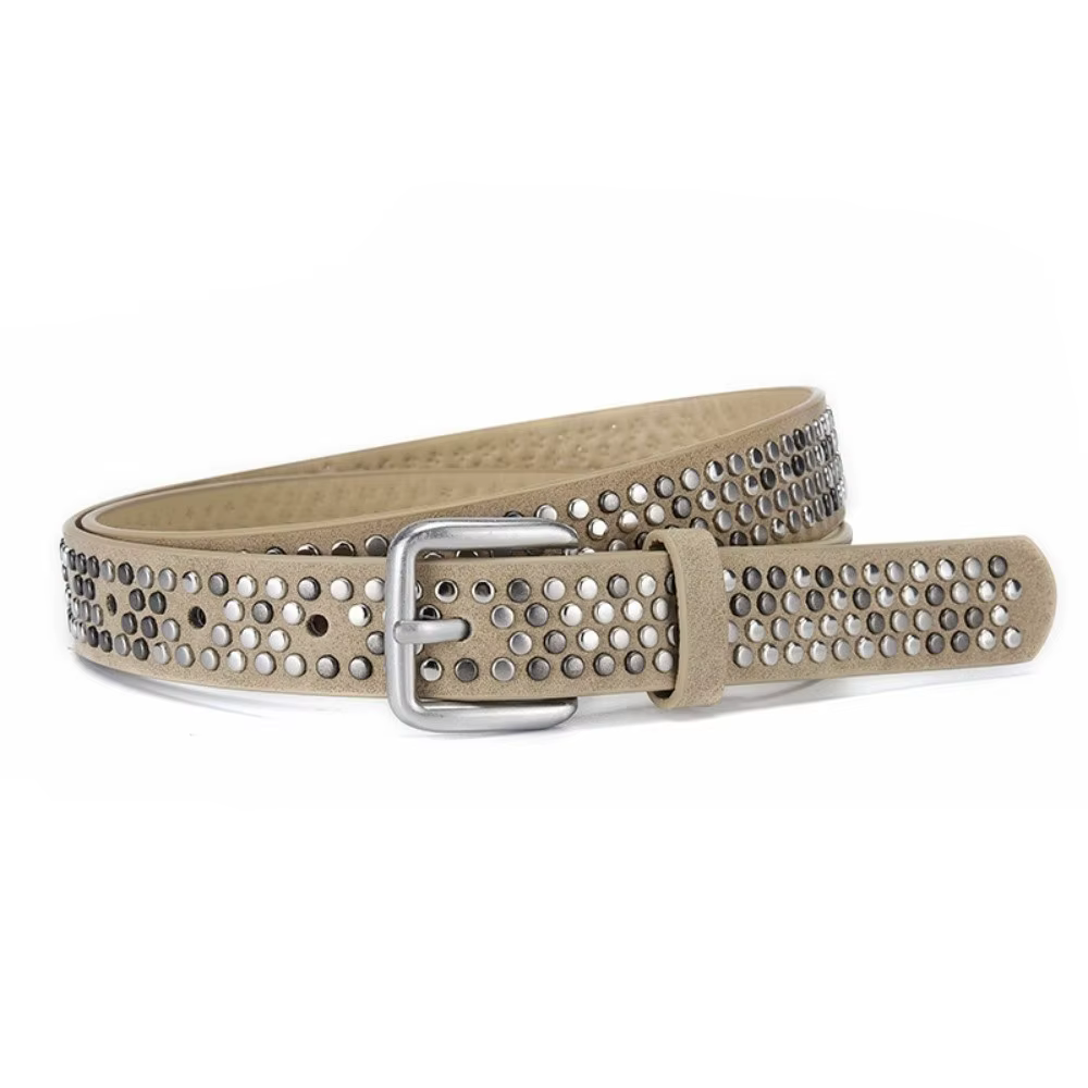Ceinture tendance en daim à boucle ardillon et rivets