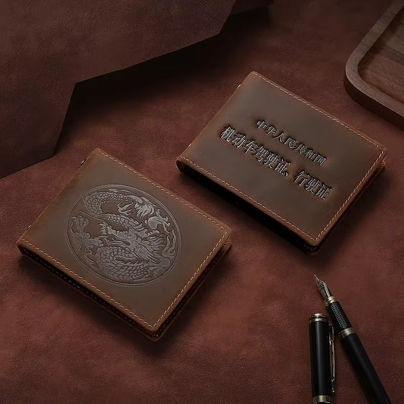 Porte carte en cuir véritable pour hommes