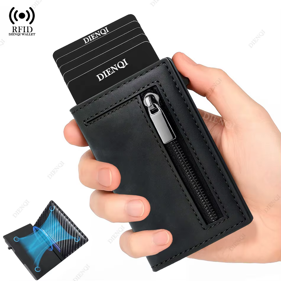 Porte-carte de crédit magnétique luxe hommes portefeuille Rfid blocage Pop Up minimaliste
