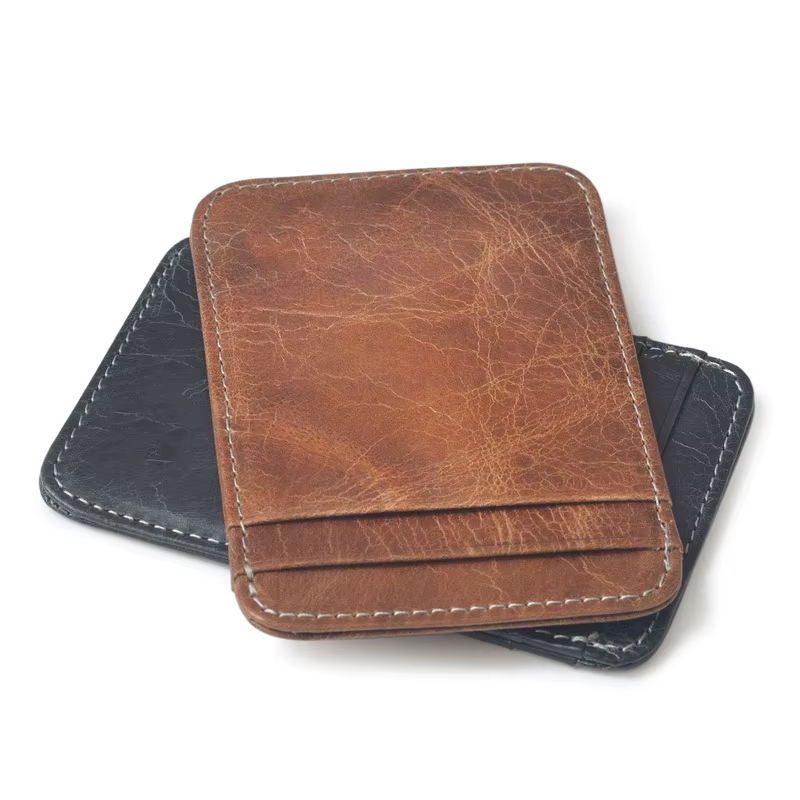 Mini portefeuille 100 % cuir véritable pour hommes – Porte-cartes de crédit/Bus fin avec poche pour identification