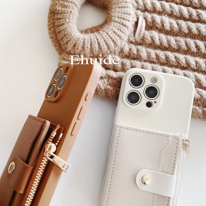 Étui portefeuille avec sangle pour iPhone 17 Pro Max, 17 Air, 17 Pro, 17P, avec fentes pour cartes, cordon bandoulière, en cuir PU et silicone