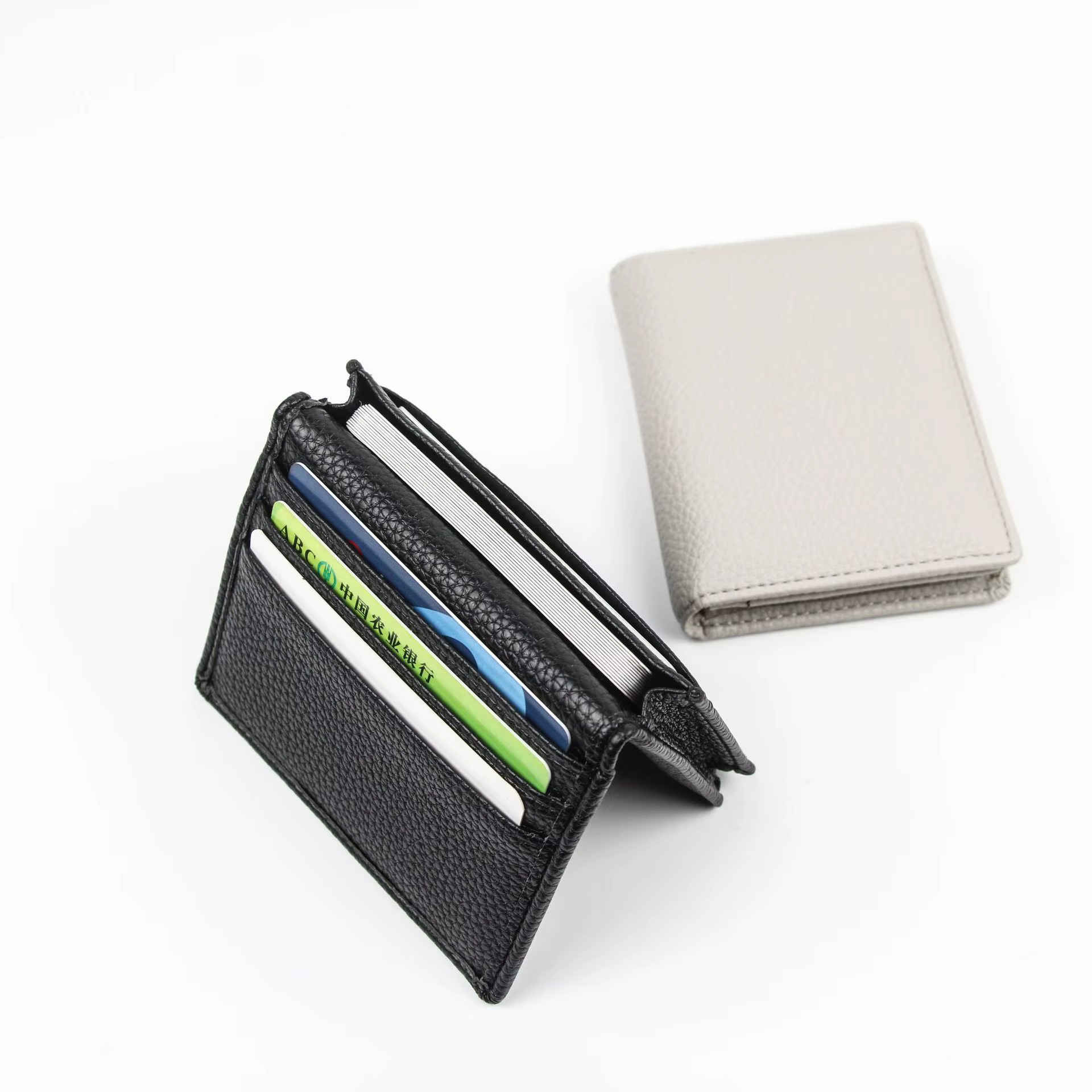 Porte-cartes de visite en cuir véritable