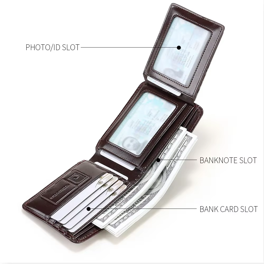 Portefeuille Homme Cuir Italien Tri-Fold Horizontal Slim CHANPINCL – Multi-Cartes