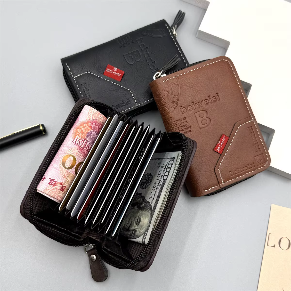 11 porte-cartes de détente PU Business banque crédit Bus porte-carte d'identité couverture pochette pour pièces de monnaie portefeuilles sac organisateur