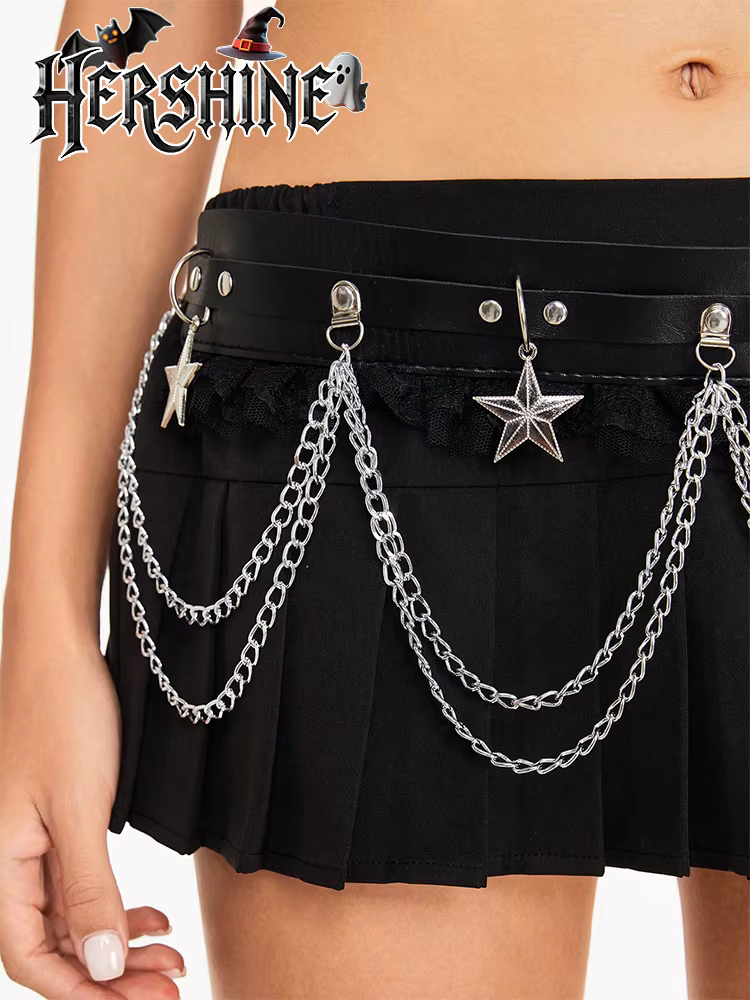 HERSHINE – ceinture en cuir avec chaîne étoile pour femmes