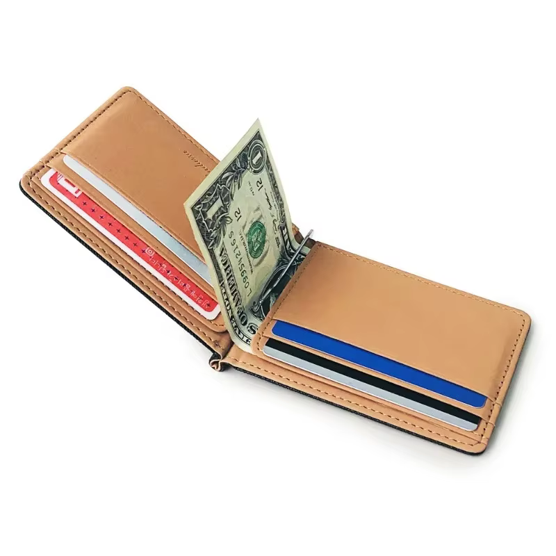 Cuir hommes pinces à billets en métal solide portefeuilles crédit Dollar sacs à main porte-monnaie Portafoglio portefeuille pour homme minimaliste porte-carte